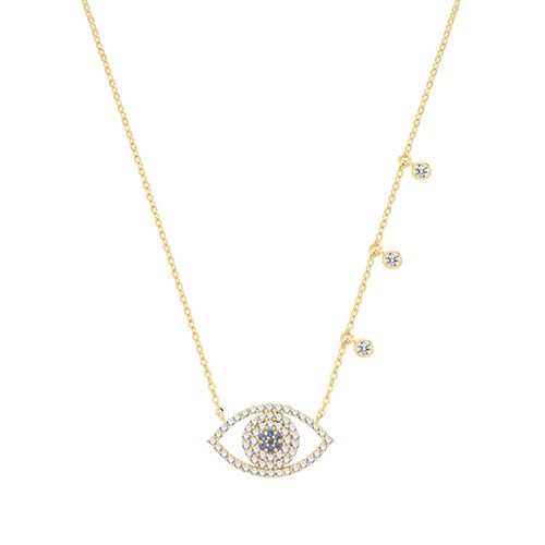 9CT YEL GOLD CZ EVIL EYE NECKLET