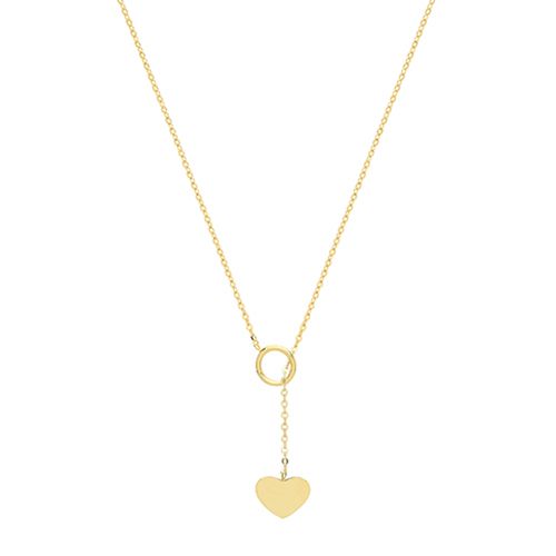 9CT YEL GOLD OPEN CIRCLE&HEART NECKLET