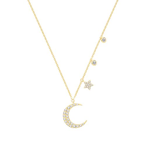 9CT YEL GOLD CZ MOON&STAR NECKLET