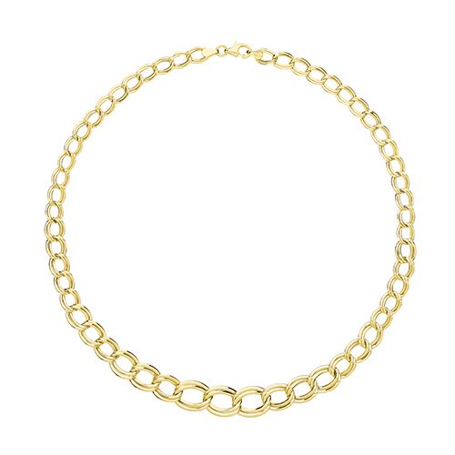 9CT YEL GOLD OVAL OPEN DOUBLE LINK NECKLET