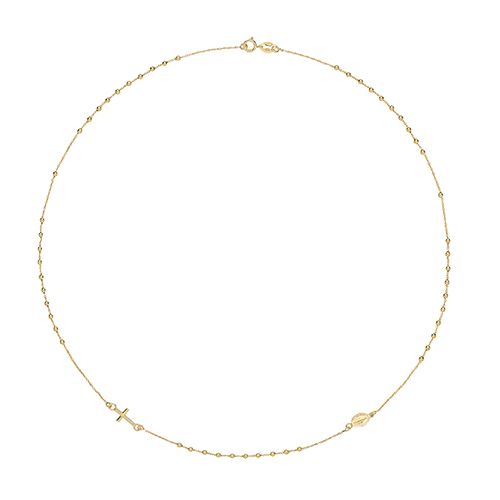 9CT YEL GOLD LADIES' 16 INCHES ROSARY NECKLET