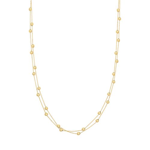 9CT YEL GOLD LADIES' 17" 2 STRAND BEADED NECKLET
