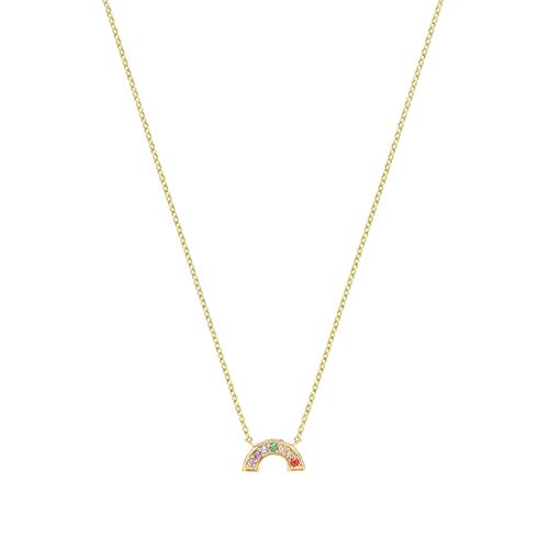 9CT YEL GOLD SMALL RAINBOW CZ NECKLET