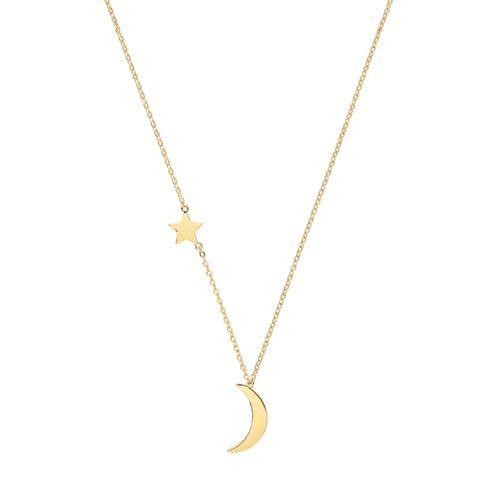 9CT YEL GOLD MOON AND STAR NECKLET