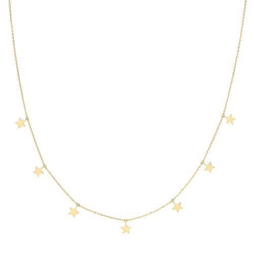 9CT YEL GOLD PLAIN HANGING STARS NECKLET