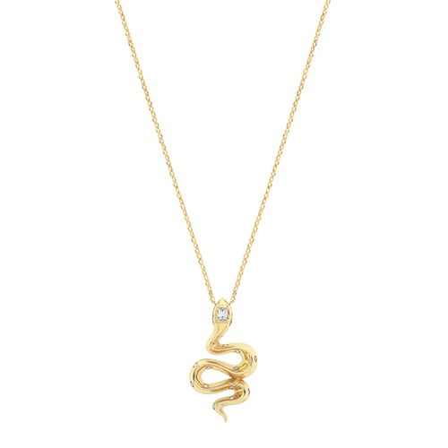 9CT YEL GOLD CZ SNAKE CHARM NECKLET