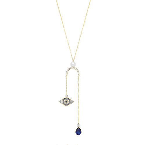 9CT YEL GOLD EVIL EYE NECKLACE WITH PEARL