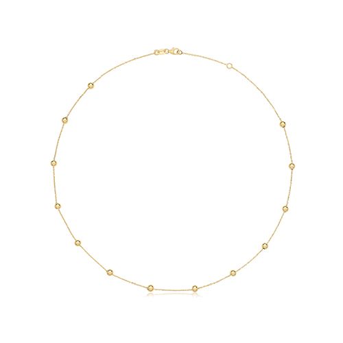 9CT YEL GOLD 17" BEADED NECKLET