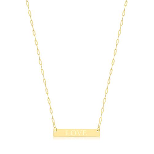 9CT YEL GOLD PAPERCLIP CHAIN LOVE NECKLET