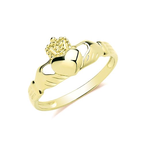 9CT YEL GOLD CLADDAGH RING