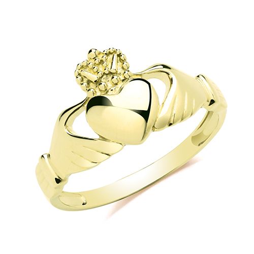 9CT YEL GOLD CLADDAGH RING