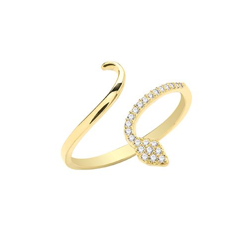 9CT YEL GOLD CZ SNAKE WRAP RING