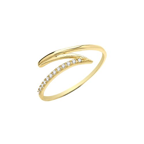 9CT YEL GOLD CZ ZIGZAG RING