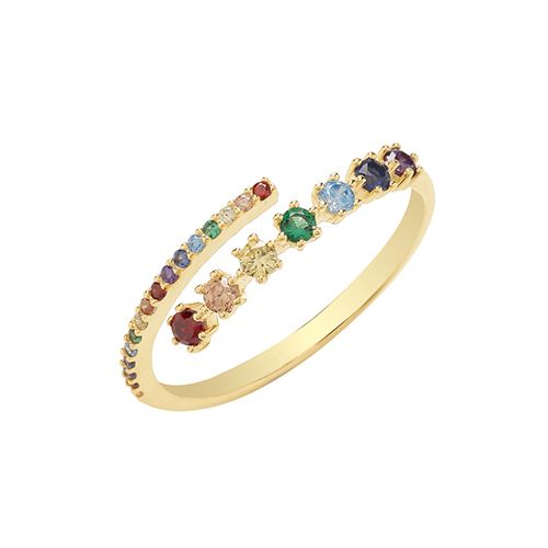 9CT YEL GOLD RAINBOW CZ WRAP RING
