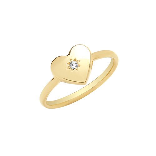 9CT YEL GOLD HEART RING WITH SINGLE CZ