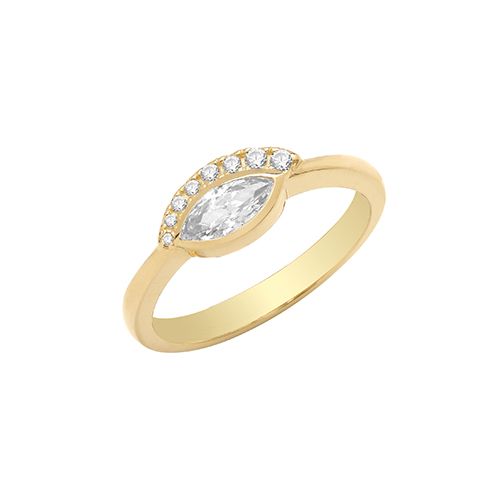 9CT YEL GOLD CZ EVIL EYE RING