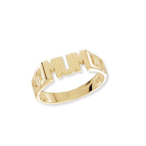 9CT YEL GOLD LADIES' CURB SIDES MUM RING