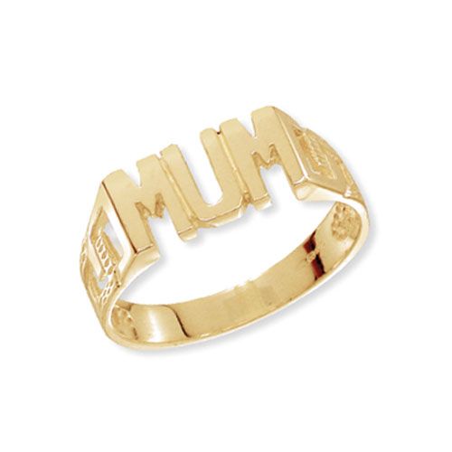 9CT YEL GOLD LADIES' CURB SIDES MUM RING