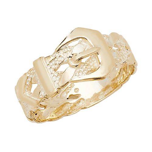 9CT YEL GOLD MEN'S PLAITED BUCKLE RING