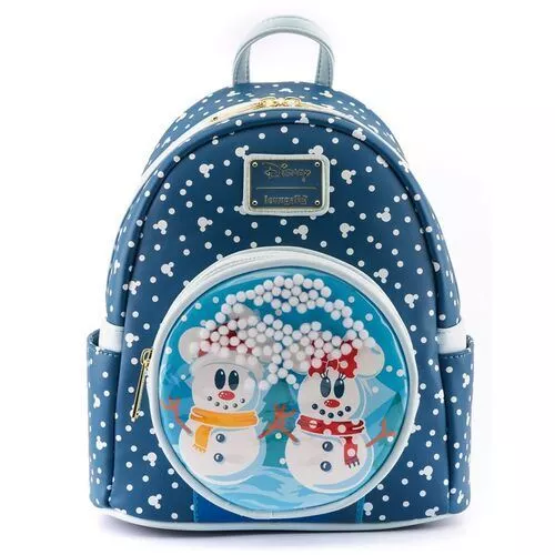 Loungefly Disney Snowman Mickey & Minnie Mouse Snow Globe Backpack Bag