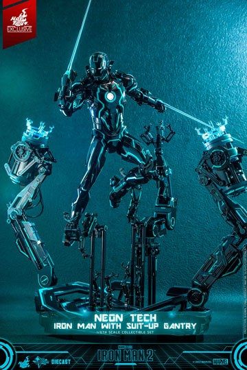 Hot Deals Iron Man 2 Action Figure 1/6 Neon Tech Iron Man with Suit-Up Gantry 32 cm