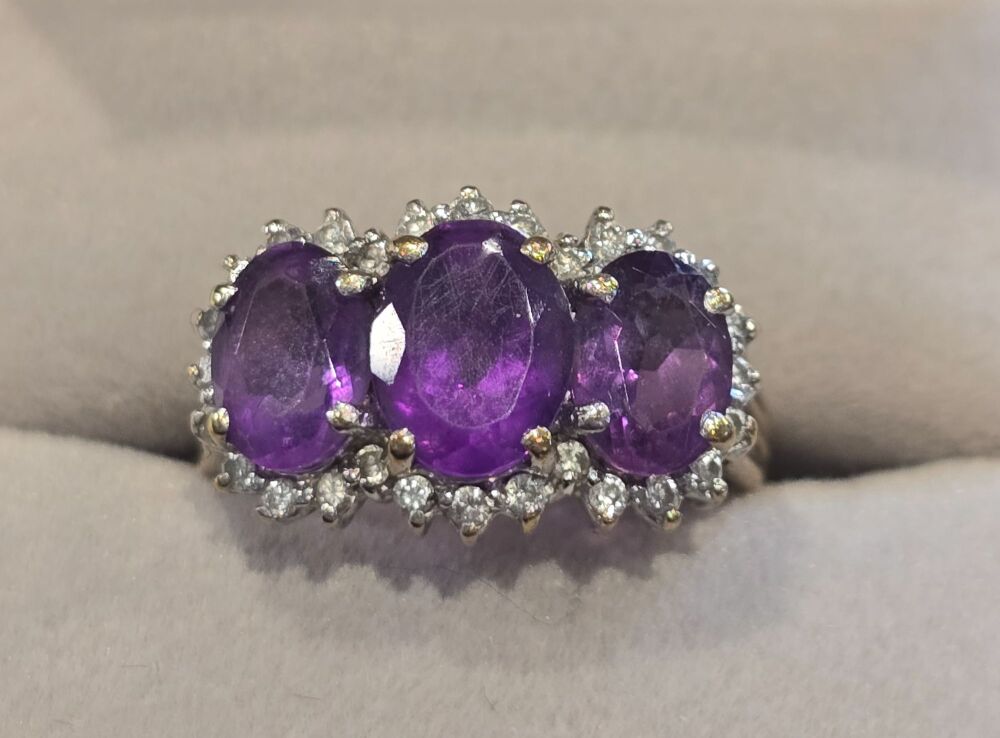 9ct Amethyst Diamond Ring