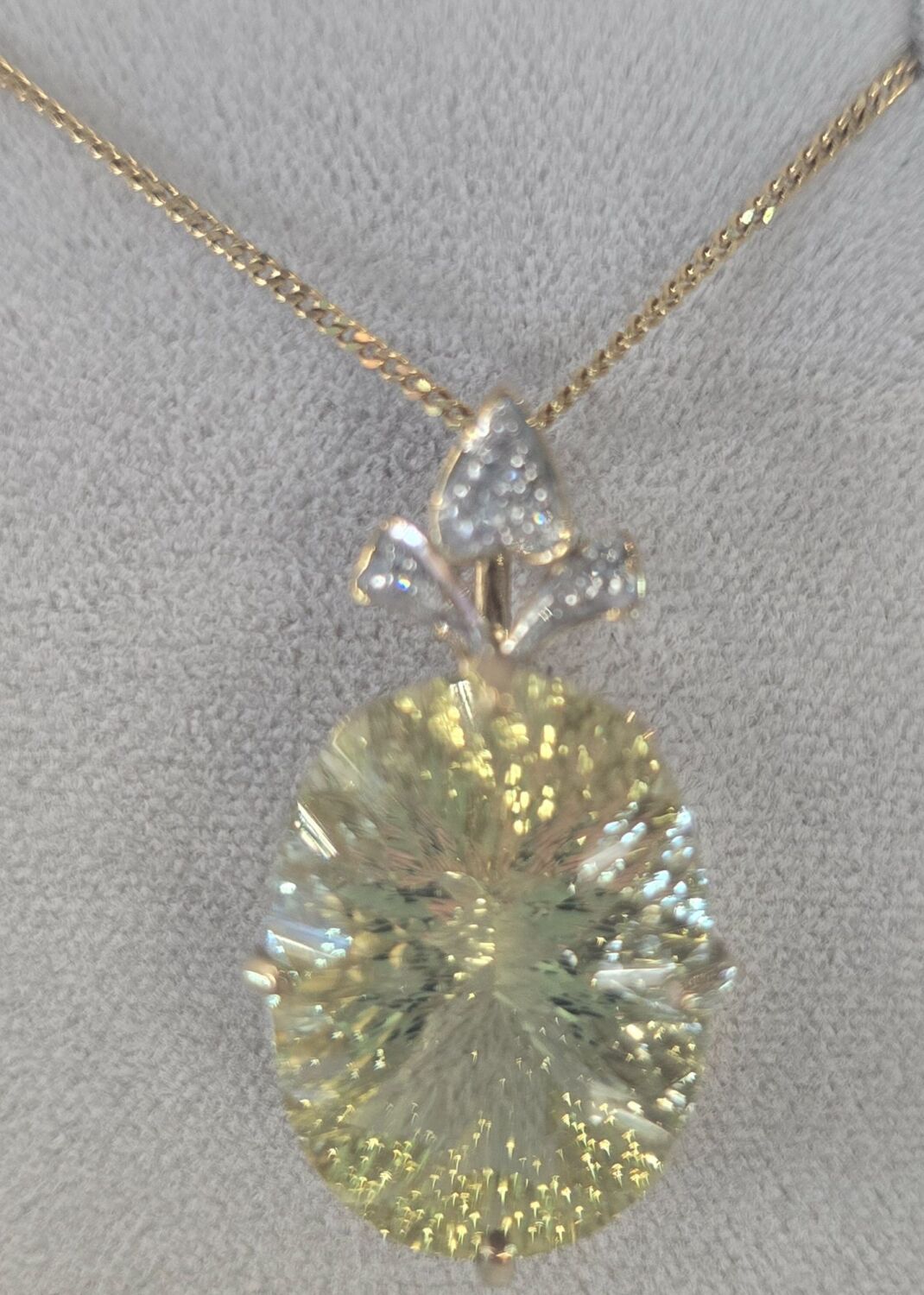 9ct Lemon Quartz and Diamond Pendent