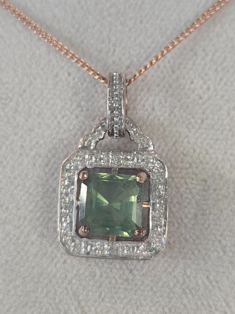 9ct Peridot and Diamond Pendent