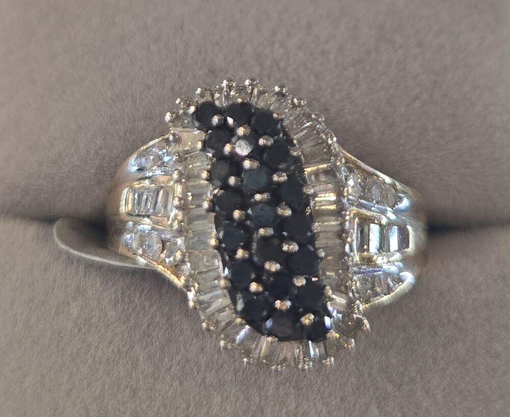 9ct Black and White Diamond Ring