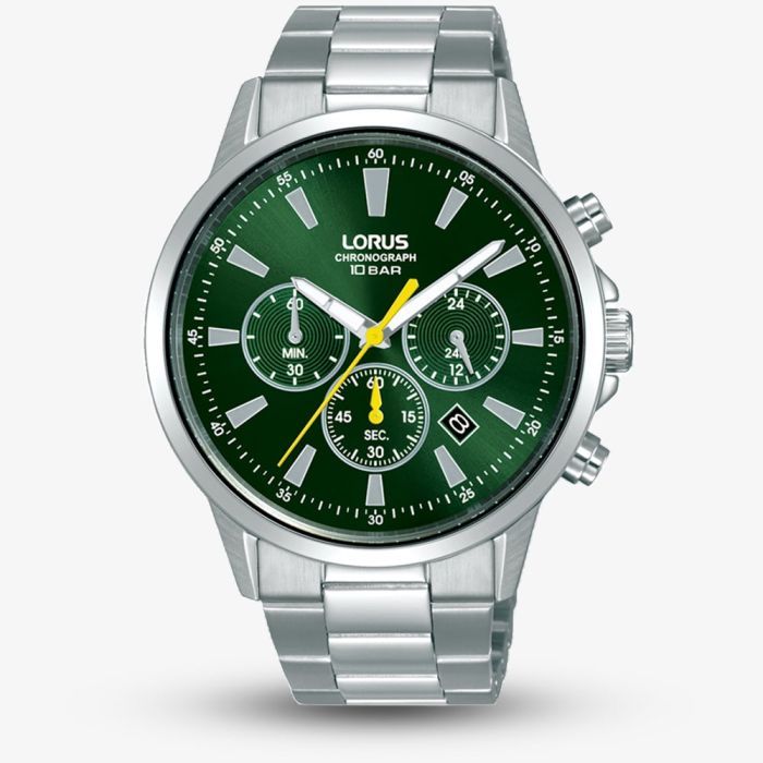 Lorus Men’s Green Dial Chronograph – Yellow Accents