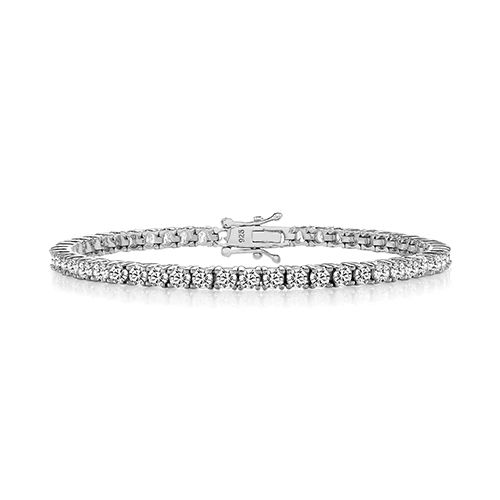 SILVER 3MM RND CLAW SET CZ LINE BRACELET TRIPLE PLATED