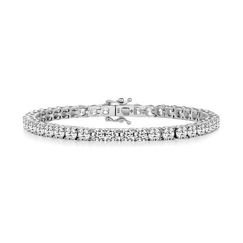 SILVER 4MM RND CLAW SET CZ LINE BRACELET TRIPLE PLATED