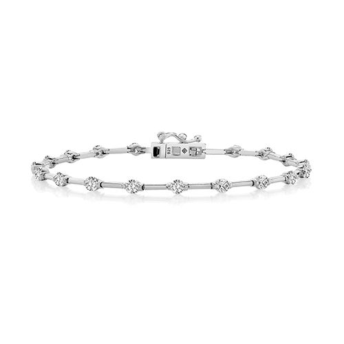 SILVER 3MM RND CZ AND KNIFE WIRE LINE BRACELET TRIPLE PLATED