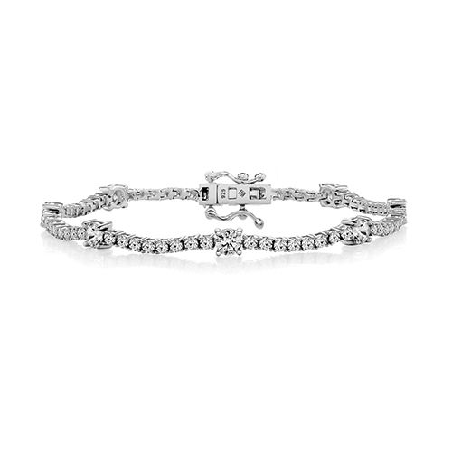 SILVER 2MM & 4MM RND COMBO CZ LINE BRACELET TRIPLE PLATED
