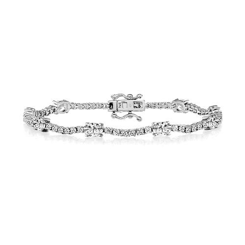 SILVER 2MM RND & 6x4 OVAL CZ COMBO LINE BRACELET TRIPLE PLATED