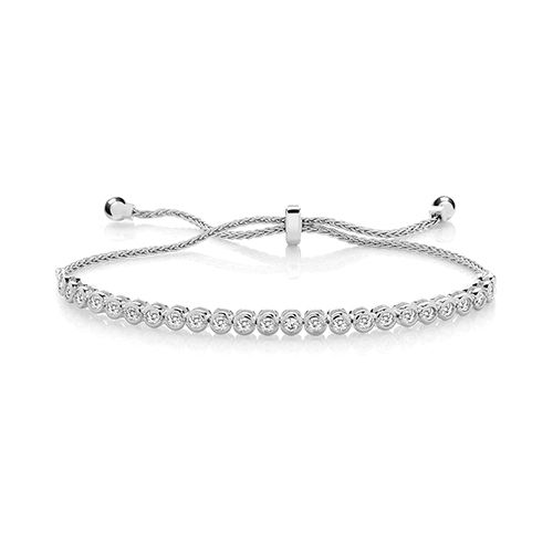 SILVER 2.5 MM RND RUB OVER PULL CZ BRACELET TRIPLE PLATED