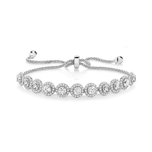 SILVER HALO STYLE CLAW SET PULL CZ BRACELET TRIPLE PLATED