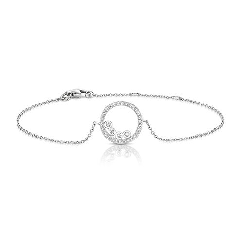 SILVER CZ BUBBLES WITHIN ROUND HALO CZ BRACELET RHODIUM PLATED