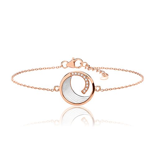SILVER MOTHER OF PEARL & CZ BRACELET ROSE GOLD PLATED