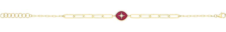 9CT YEL GOLD RED ENAMEL NORTH STAR BRACLET