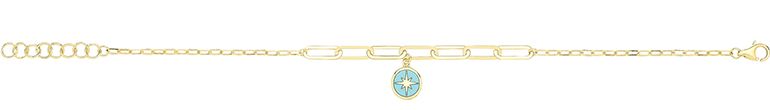 9CT YEL GOLD TURQUOISE ENAMEL NORTH STAR BRACLET