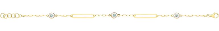 9CT YEL GOLD WHITE / TURQUOISE ENAMEL EVIL EYE BRACLET