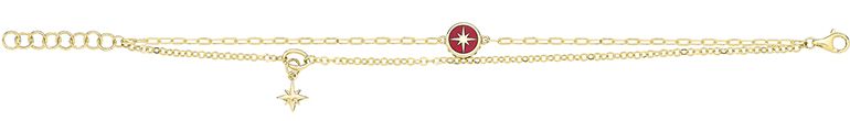 9CT YEL GOLD RED ENAMEL NORTH STAR BRACLET