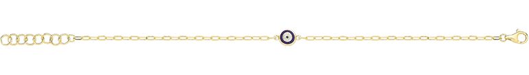 9CT YEL GOLD WHITE / DARK BLUE ENAMEL EVIL EYE BRACLET