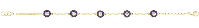 9CT YEL GOLD WHITE / DARK BLUE ENAMEL EVIL EYE BRACLET