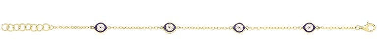 9CT YEL GOLD WHITE / DARK BLUE ENAMEL EVIL EYE BRACLET