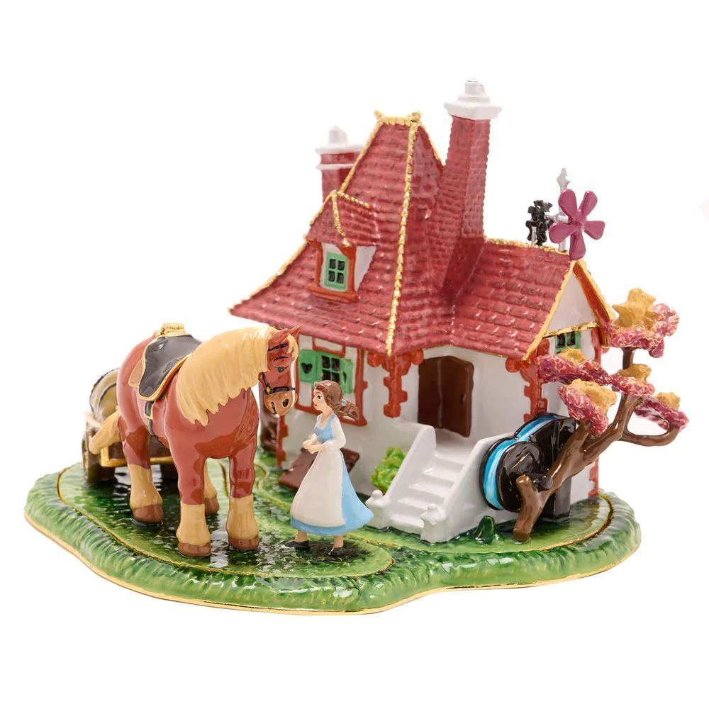 Beauty and the Beast Belle Phillipe Icon Cottage Scene Disney Trinket Box