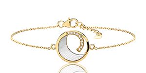 SILVER MOTHER OF PEARL & CZ BRACELET YELLOW GOLD PLATED