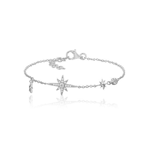SILVER & CO FINE NORTHERN STAR BRACLET RHODIUM PLATED
