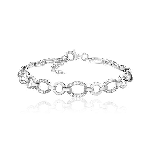 SILVER & CO CZ CHAIN BRACELET RHODIUM PLATED